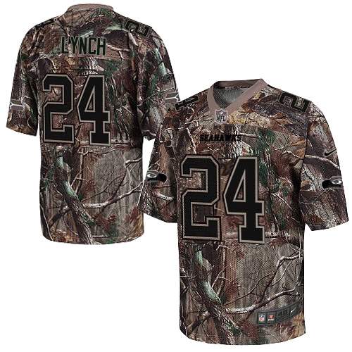 Men's Elite Marshawn Lynch Nike Jersey Camo - #24 Realtree NFL Seattle Seahawks